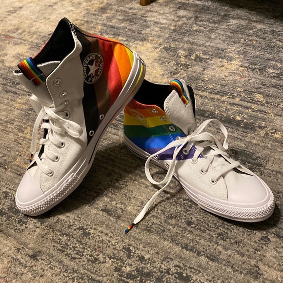 NWOT LGBTQ+ Gay Pride Rainbow Converse High Tops 🌈 - Picture 3 of 13